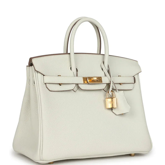 Hermes Birkin Leather Gold Handbag Bag for Women (White Matt)