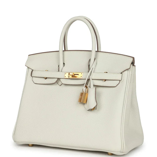 Hermes Birkin Leather Gold Handbag Bag for Women (White Matt)