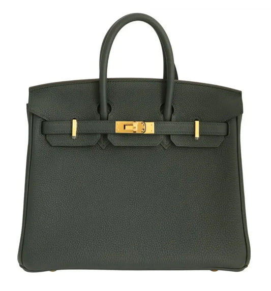 Hermes Birkin Leather Gold Handbag Bag for Women (Green Matt)