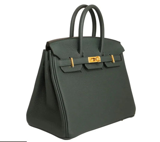 Hermes Birkin Leather Gold Handbag Bag for Women (Green Matt)