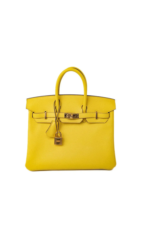Hermes Birkin Leather Gold Handbag Bag for Women (Yellow Shine)