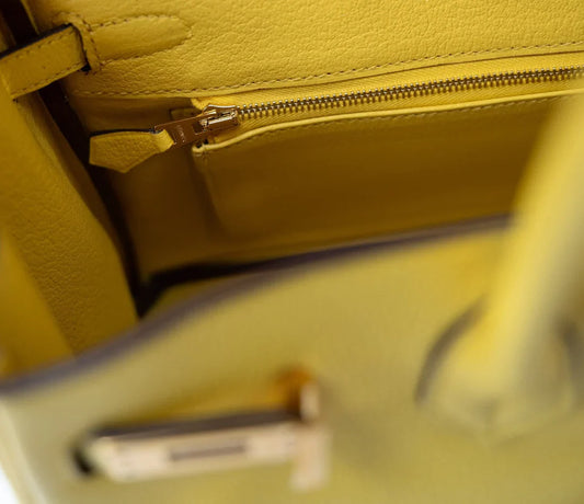 Hermes Birkin Leather Gold Handbag Bag for Women (Yellow Shine)